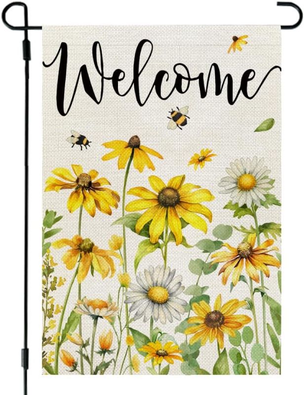 Photo 1 of CROWNED BEAUTY Summer Floral Garden Flag 12x18 Inch Double Sided Small Welcome Burlap Holiday Flag for Outside Yard