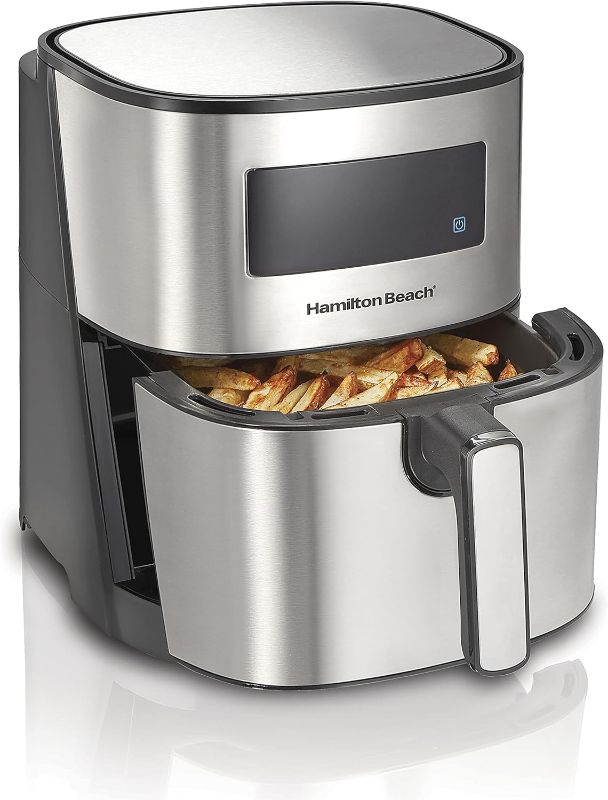 Photo 1 of Hamilton Beach 5.8 Quart Digital Air Fryer Oven with 8 Presets, Easy to Clean Nonstick Basket, Black (35075) https://a.co/d/8nyoa1d