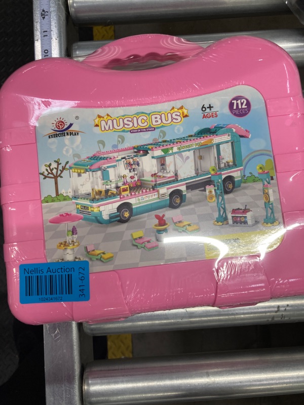 Photo 2 of Building Block Set for Girls 8-12 and Friends Music City Bus Pop Star Car Building Set, with Portable Storage Box, Christmas Birthday Present Gift for Kids Boys Girls 6-12 Music Bus