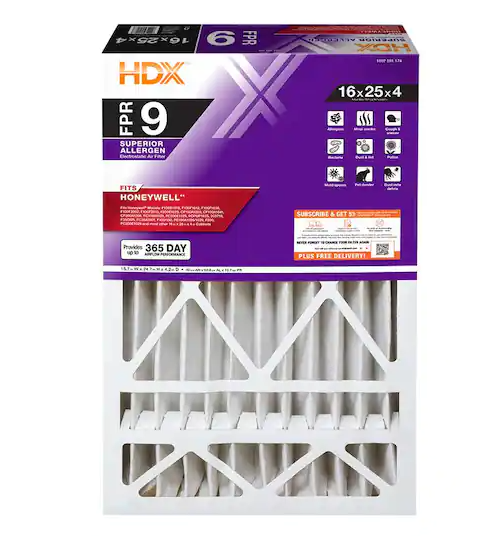 Photo 1 of 16 in. x 25 in. x 4 in. Honeywell Replacement Pleated Air Filter FPR 9, MERV 13