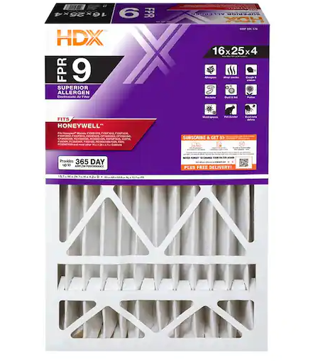 Photo 2 of 16 in. x 25 in. x 4 in. Honeywell Replacement Pleated Air Filter FPR 9, MERV 13