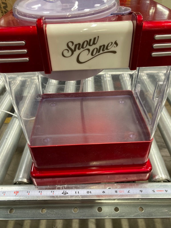 Photo 3 of Nostalgia Snow Cone Shaved Ice Machine - Retro Table-Top Slushie Machine Makes 20 Icy Treats - Includes 2 Reusable Plastic Cups & Ice Scoop - Retro Red