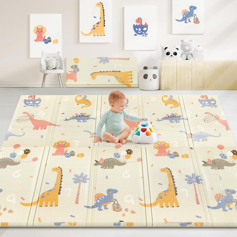 Photo 1 of VYPERX 79/''x71/''x0.6/'' Extra Large Waterproof Foldable Baby Floor Play Mat, XPE Foam Playmat for Infants Babies from Newborns to Toddlers, Crawl Walk, Reversible & Portable Elephant Track Pattern https://a.co/d/dUwIdz6