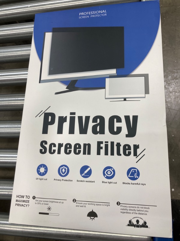 Photo 2 of [2 Pack] 24 Inch Privacy Screen Filter for 16:9 Widescreen Computer Monitor, Removable Eye Protection Anti Glare Blue Light Filter Privacy Shield, Upgraded Anti Spy Privacy Screen Protector Film 24 In [2 PACK] 24'' Privacy Screen (16:9)