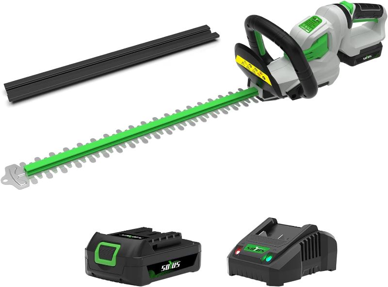 Photo 1 of SOYUS Hedge Trimmer Cordless, 20V Electric Hedge Trimmers with 18 Inch Dual Action Blades and 3/4" Cutting Capacity, 2.0Ah Battery and Fast Charger Included https://a.co/d/hejH2Qa