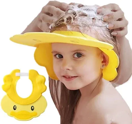 Photo 1 of Baby Shower Cap Adjustable Silicone Shampoo Bath Cap Visor Cap Protect Eye Ear for Infants Toddlers Kids Children Yellow