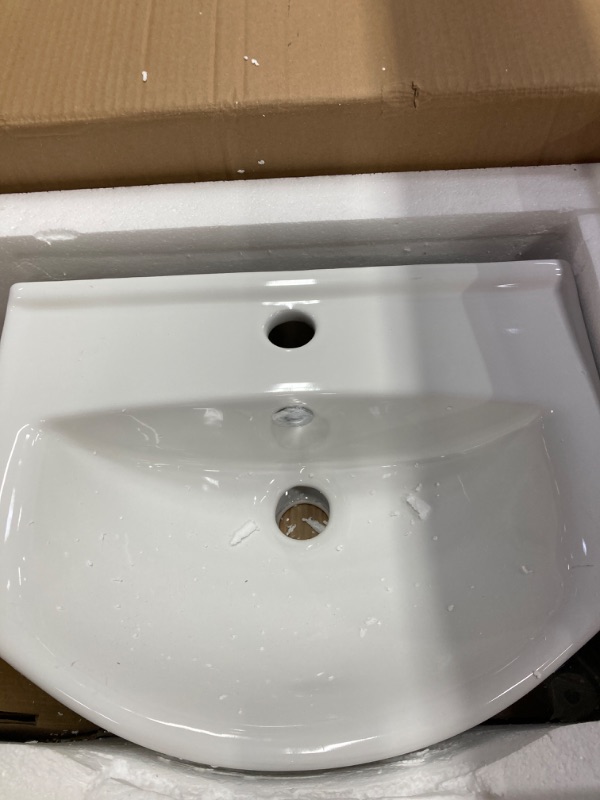 Photo 2 of Renovators Supply Manufacturing Ridge 17 3/4" Small Wall Mounted Bathroom Sink White with Faucet Drain Towel Bar and Overflow