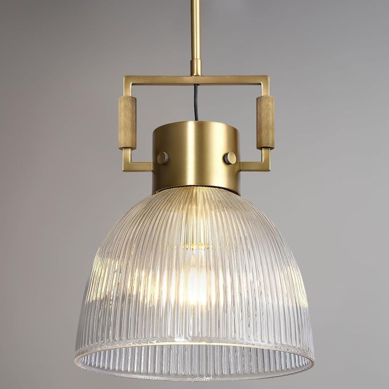 Photo 1 of SKFWAITKW Glass Pendant Lights Kitchen Island, 10" Gold Pendant Light Indoor Modern Fluted Glass Dome Shade Brass Island Lights for Kitchen Dining Room Hallway Bedroom Restaurant https://a.co/d/0gg3AISx