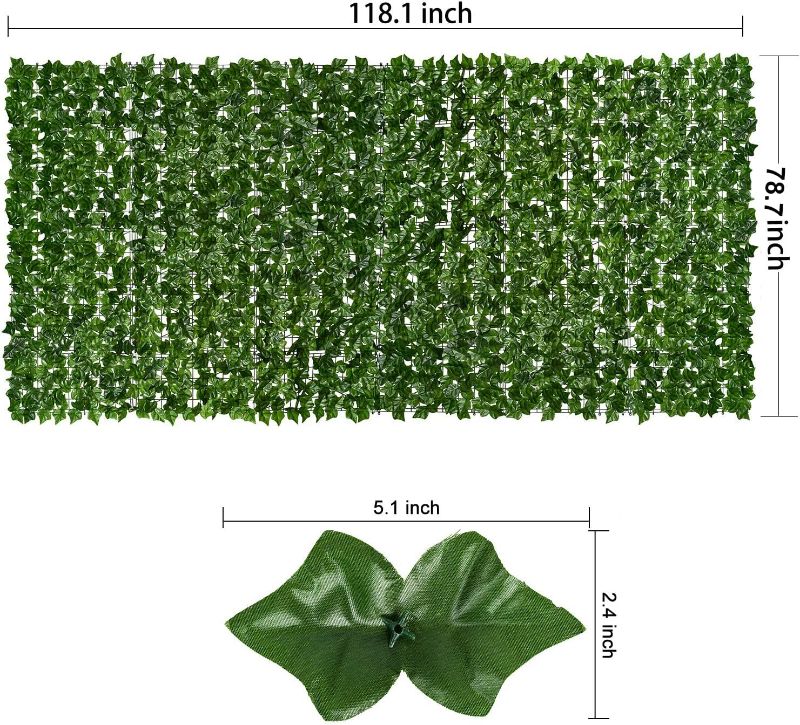 Photo 1 of 3 Pieces Balcony Privacy Screen 39.4 x 118 Inch Outdoor Artificial Ivy Privacy Fence Artificial Hedges Fence and Faux Ivy Vine Leaf Decoration for Outdoor Garden Patio Balcony Decor https://a.co/d/04PRIzy2