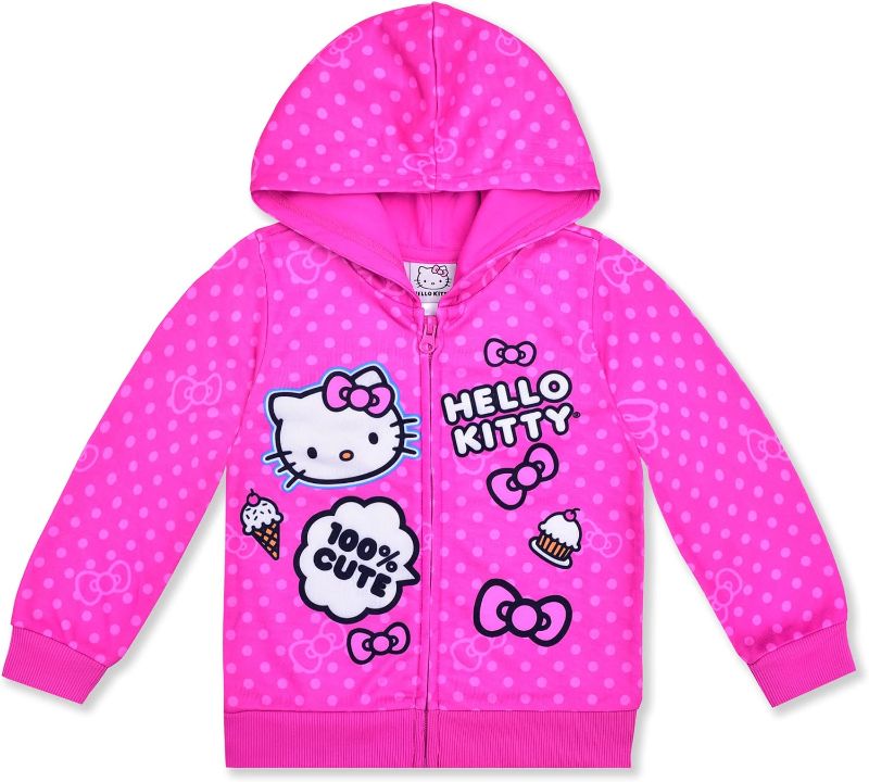 Photo 1 of Hello Kitty Sanrio Girls Zip Up Hoodie for Toddlers and Big Girls - White, Red, Grey, Pink, Blush Pink, Hot Pink or Rainbow - 2T