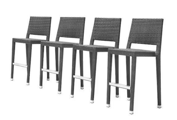 Photo 1 of 30" Stackable Wicker Outdoor Bar Stool - Set of 4
