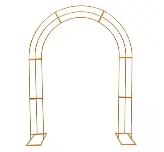 Photo 1 of 102.4 in. x 82.7 in. Gold Metal Wedding Backdrop Balloon Archway Decoration Stand Climbing Plant Garden Arbor
