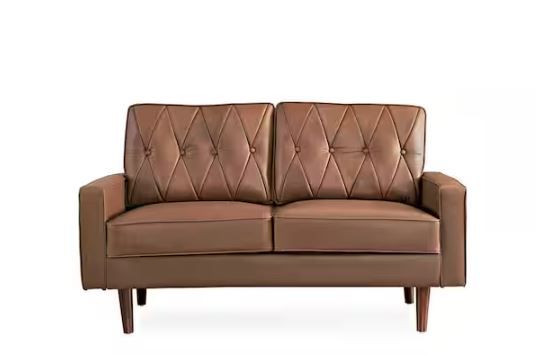 Photo 1 of . Brown Faux Leather Cushion Back 2-Seater Loveseat
 *** check commentss***