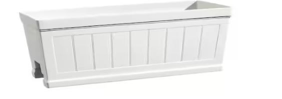 Photo 1 of 28 in. Eden Medium White Resin Window Box Rail Planter (28 in. L x 12 in. W x 12 in. H)
