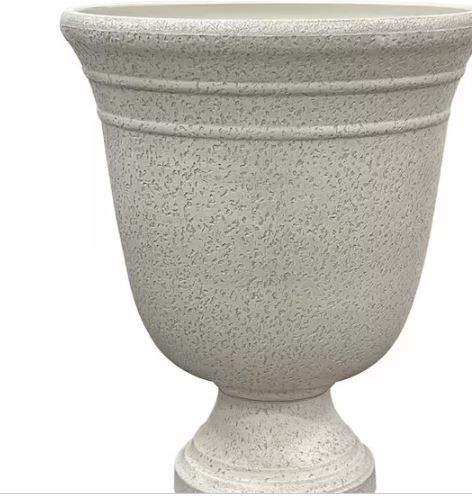 Photo 1 of Westpoint 16 in. Dia Beige Composite Urn Planter with Pedestal (2-Pack)
