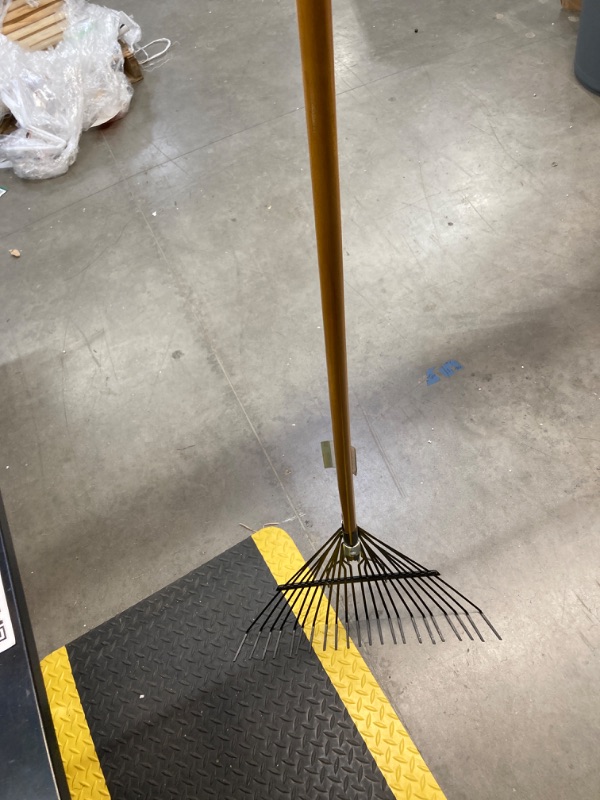 Photo 2 of 53 in. Long Wood Handle 22 in. Steel Leaf Rake
