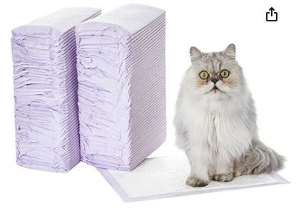 Photo 1 of Amazon Basics Cat Pad Refills for Litter Box, Fresh Scent, Pack of 100, White/Purple