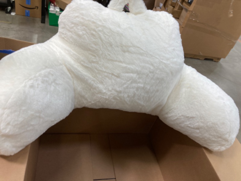 Photo 2 of A Nice Night Faux Fur Reading Pillow Bed Wedge Large Adult Children Backrest with Arms Back Support for Sitting Up in Bed / Couch for Bedrest,Ivory Ivory Standard