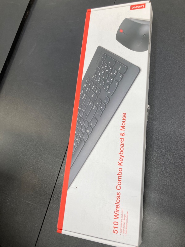 Photo 2 of Lenovo 510 Wireless Keyboard & Mouse Combo, 2.4 GHz Nano USB Receiver, Full Size, Island Key Design, Left or Right Hand, 1200 DPI Optical Mouse, GX30N81775, Black