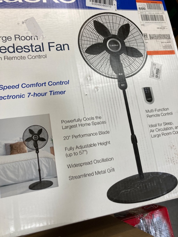 Photo 1 of 20 in. 4 Speeds Pedestal Fan in Black with 90 Degrees Tilt Adjustment, Adjustable Height, Oscillating, Remote,Timer
