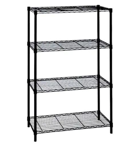 Photo 1 of 4-Tier Steel Wire Shelving Unit in Black (36 in. W x 54 in. H x 14 in. D)
