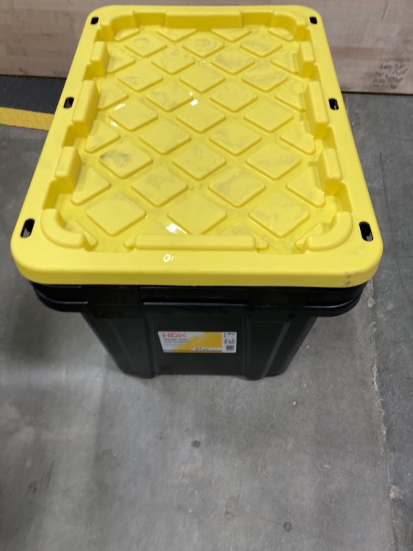 Photo 2 of 27 Gal. Tough Storage Tote in Black and Yellow
