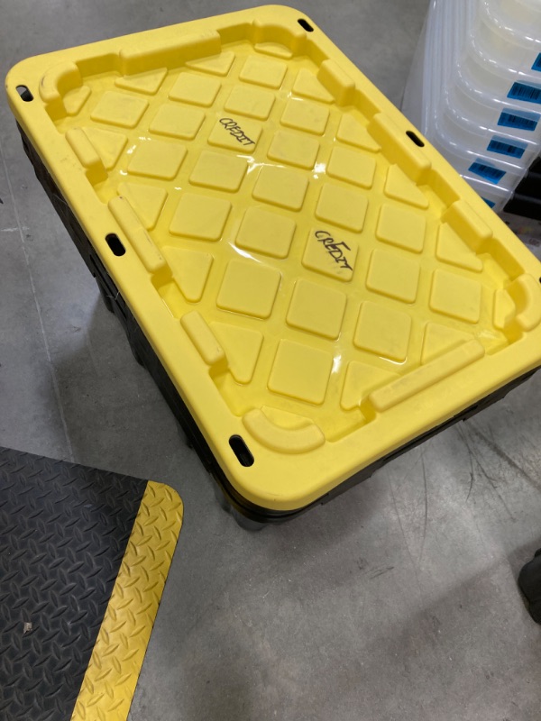 Photo 2 of 27 Gal. Tough Storage Tote in Black and Yellow
