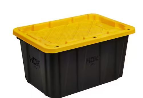 Photo 1 of 27 Gal. Tough Storage Tote in Black and Yellow
