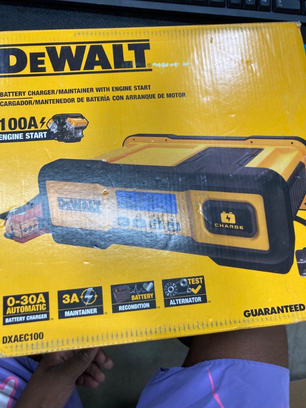 Photo 2 of DEWALT DXAEC100 DXAEC100 Professional 30-Amp Battery Charger and 3-Amp Maintainer with 100-Amp Engine Start, Yellow