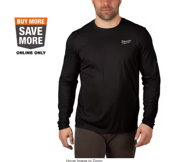 Photo 1 of Men's WORKSKIN 2X-Large Black Lightweight Performance Long-Sleeve T-Shirt
