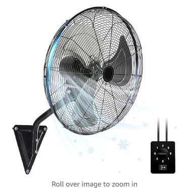 Photo 1 of 18In Wall Mount Fan, 120° Oscillating Fan and High Velocity 3-Speed Wall Fan, 5500 CFM Industrial Outdoor Wall Fan for Commercial, Garage, Residential, Warehouse - Etl Listed, Black
