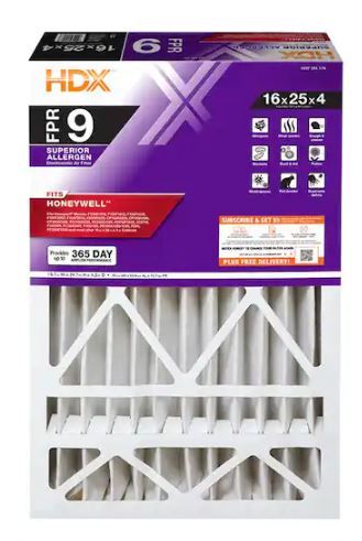 Photo 1 of 16 in. x 25 in. x 4 in. Honeywell Replacement Pleated Air Filter FPR 9, MERV 13
