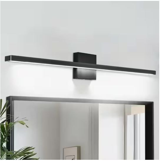 Photo 1 of 31. 5 in. 1-Light Cold Light Black Integrated LED Vanity Light for Bathroom Mirror
