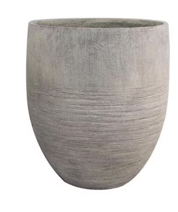 Photo 1 of 17 in. Jennings Large Gray Fiberglass Tall Planter (17 in. D x 19 in. H) With Drainage Hole
