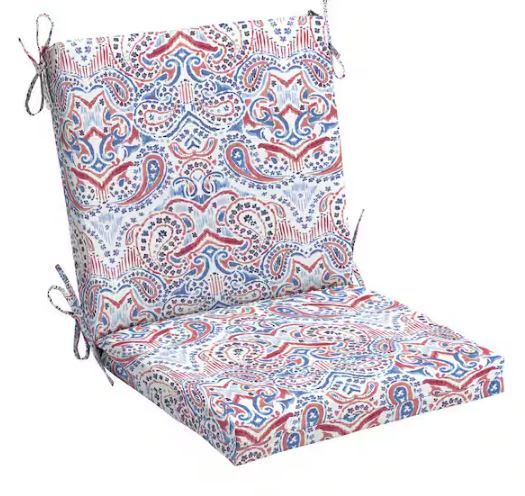 Photo 1 of 20 in. x 17 in. One Piece Mid Back Outdoor Dining Chair Cushion in Isidro Damask
