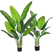 Photo 1 of Artificial Bird of Paradise Plant, Fake Tree with Realistic Leaves and Durable pots, Adjustment-Free Branches Artificial Tree for Indoor Outdoor Home Decor (4FT&5FT 2Packs)
