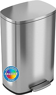 Photo 1 of 13 Gal. Stainless Steel White and Stainless Step-On Trash Can