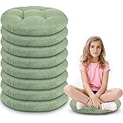 Photo 1 of 15 Inch Round Floor Cushions for Kids and Toddlers, Flexible Seating for Classroom Furniture 3.5 Inch Thick Floor Pillow for Home, Daycare, Preschool, Yoga and Meditation (Green, 8)
