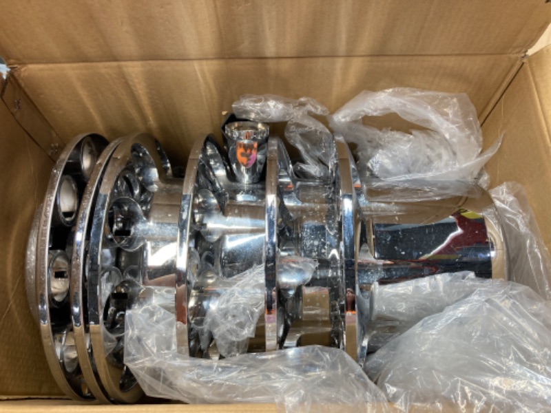 Photo 1 of Youxmoto Chrome ABS Complete Axle Cover Set, 2 Front and 4 Rear with Hub Caps and 33mm Screw-On Spiked Lug Nut Covers for Semi Trucks Spiked Cover: 2 Front+4 Rear