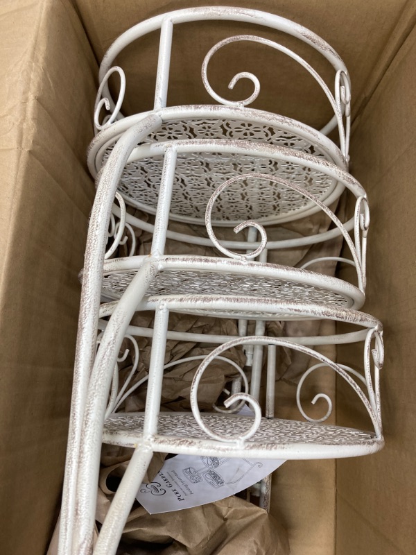 Photo 4 of ***USED, HAS DAMAGE TO THE COATING*** Pure Garden 50-LG1147 Stands ? Set of 3 Indoor or Outdoor Nesting Wrought Iron Metal Round Decorative Potted Plant Accent Display Accessories 