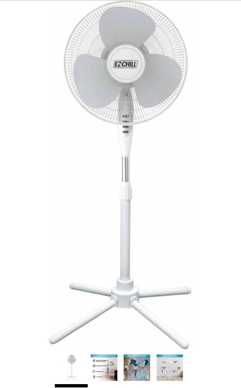 Photo 1 of 16” Oscillating Pedestal Fan, 3-speed Options, 90-Degree Oscillating Head, Adjustable Height and Tilt, Powerful Air Flow, White, MTSP15-16AZ