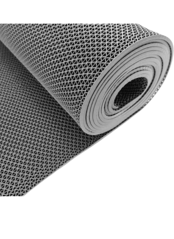 Photo 1 of Drainage Floor Mat 3x8Ft Anti Slip Commercial Kitchen Mats Pool Mat Bathroom Floor Mat 1/5'' Thick PVC Mesh Hollow Mat for Wet Area Restaurant Patio Mat Grey