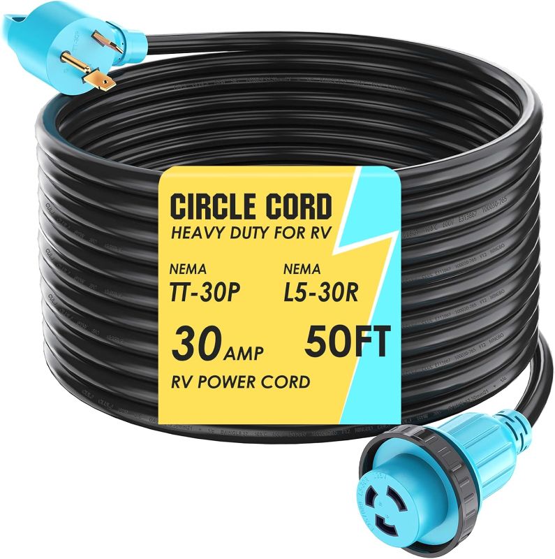 Photo 1 of CircleCord UL Listed 50 Amp 40 Feet RV/EV Extension Cord, Heavy Duty 6/3+8/1 Gauge STW Wire, NEMA 14-50P/R Suit for Tesla Model 3/S/X/Y EV Charging and RV Trailer Campers