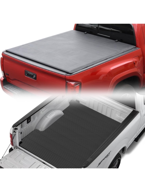 Photo 1 of Armordillo CoveRex SRX Low Profile Soft Roll-Up Tonneau Cover+Horizontal Line Style Rubber Truck Bed Mat|Fits 2016-2023 Toyota Tacoma 5 Ft 60" Short Bed|28725924|Rolling Up|Truck Bed Cover|Truck Mat