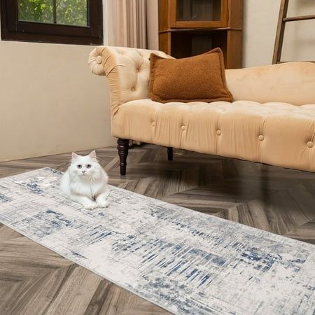 Photo 1 of SIXHOME 2 X8 Runner Area Rugs for Living Room Modern Abstract Area Rugs Machine Washable Rugs Distressed Rugs Bedroom Dining Room Kitchen Carpet Navy