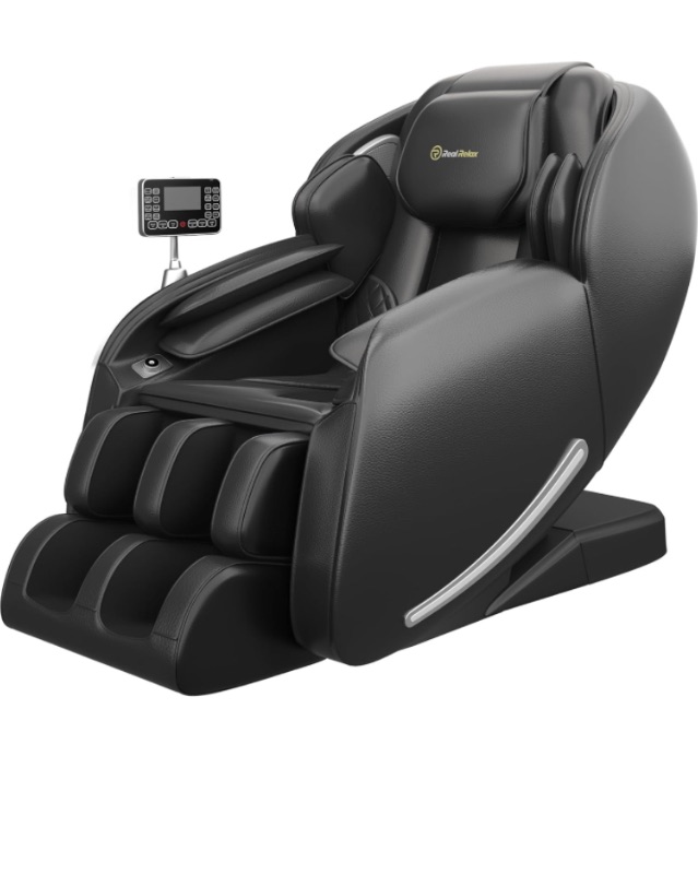 Photo 1 of Real Relax 2024 Massage Chair, Full Body Zero Gravity SL-Track Shiatsu Massage Recliner Chair with Heat Body Scan Bluetooth Foot Roller APP Control, Favor-06 All Black