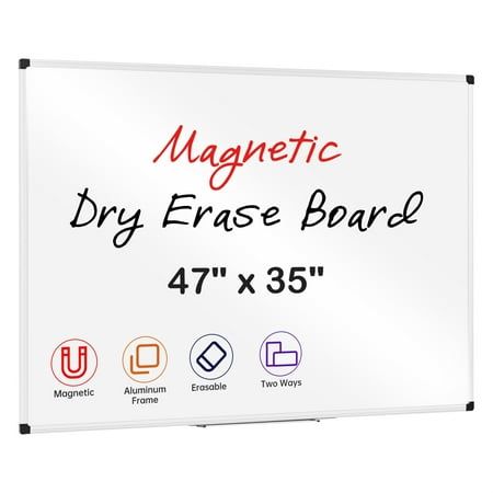 Photo 1 of Deli Magnetic Dry Erase Board 47 X 35 Inches Wall Mounted White Board with Pen Tray Silver Aluminium Frame