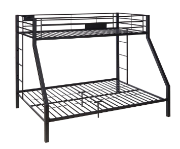 Photo 1 of ACME Limbra Twin XL/Queen Bunk Bed Frame w/ Ladders & Guardrail, Black Sand