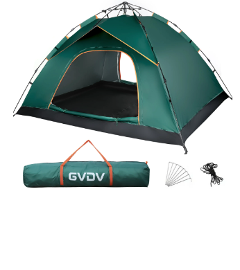 Photo 1 of 4 Person Camping Tent, GVDV Instant Easy Pop up Tents for Camping Family, 110" x 87" x 51", Green