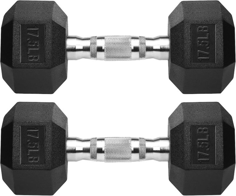 Photo 1 of Hex Dumbbells Rubber Coated Cast Iron Hex Black Dumbbell Free Weights for Exercise